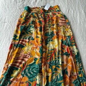 Rip Curl Wide Leg Tropical Floral Print Pants NWT Medium